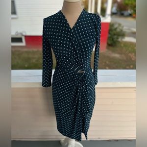 Ann Taylor Faux Wrap Dress XS Polyester Spandex Business Wear Blue Aqua VGUC
